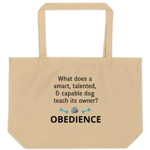 Load image into Gallery viewer, Dog Teaches Obedience X-Large Tote/ Shopping Bags