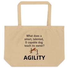 Load image into Gallery viewer, Dog Teaches Agility X-Large Tote/ Shopping Bags