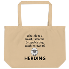 Load image into Gallery viewer, Dog Teaches Sheep Herding X-Large Tote/ Shopping Bags