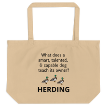 Load image into Gallery viewer, Dog Teaches Duck Herding X-Large Tote/ Shopping Bags