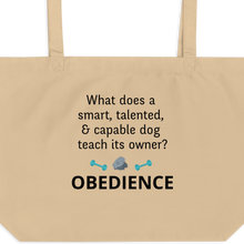 Load image into Gallery viewer, Dog Teaches Obedience X-Large Tote/ Shopping Bags
