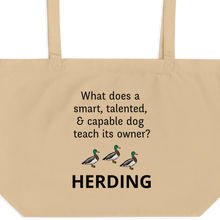 Load image into Gallery viewer, Dog Teaches Duck Herding X-Large Tote/ Shopping Bags