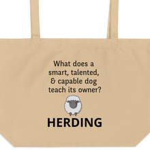 Load image into Gallery viewer, Dog Teaches Sheep Herding X-Large Tote/ Shopping Bags