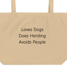 Load image into Gallery viewer, Loves Dogs, Does Herding X-Large Tote/ Shopping Bags