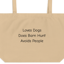 Load image into Gallery viewer, Loves Dogs, Does Barn Hunt X-Large Tote/ Shopping Bags