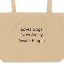 Load image into Gallery viewer, Loves Dogs, Does Agility X-Large Tote/ Shopping Bags