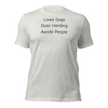 Load image into Gallery viewer, Loves Dogs, Does Herding T-Shirts - Light