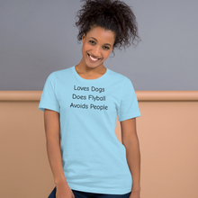 Load image into Gallery viewer, Loves Dogs, Does Flyball T-Shirts - Light