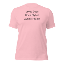 Load image into Gallery viewer, Loves Dogs, Does Flyball T-Shirts - Light