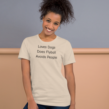 Load image into Gallery viewer, Loves Dogs, Does Flyball T-Shirts - Light