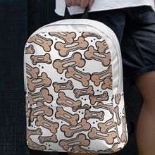 Load image into Gallery viewer, Allover Brown Bones Dog Backpack-White