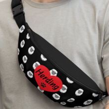 Load image into Gallery viewer, Allover Sheep w/ Herding & Paw in Heart Fanny Pack-Black