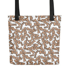 Load image into Gallery viewer, Allover Brown Dog Bones Tote Bag-White