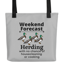 Load image into Gallery viewer, Ducks Herding Weekend Forecast Tote Bag-Grey
