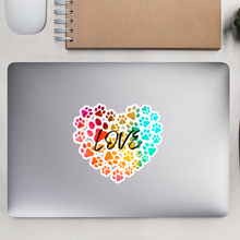 Load image into Gallery viewer, Love in Dog Paw Prints Heart 5.5x5.5 Stickers