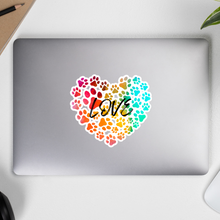 Load image into Gallery viewer, Love in Dog Paw Prints Heart 5.5x5.5 Stickers