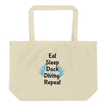 Load image into Gallery viewer, Eat Sleep Dock Diving Repeat X-Large Tote/Shopping Bag - Oyster