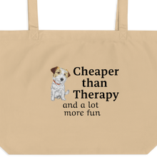 Load image into Gallery viewer, Russell Terrier Cheaper Than Therapy X-Large Tote/ Shopping Bags