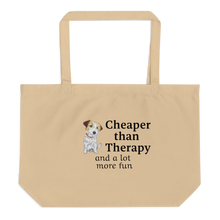 Load image into Gallery viewer, Russell Terrier Cheaper Than Therapy X-Large Tote/ Shopping Bags