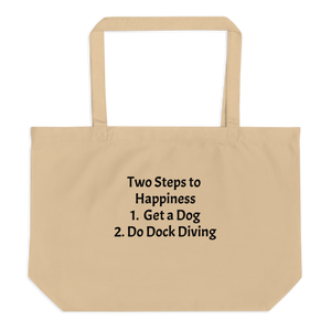 2 Steps to Happiness - Dock Diving X-Large Tote/ Shopping Bags