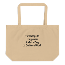 Load image into Gallery viewer, 2 Steps to Happiness - Nose Work X-Large Tote/ Shopping Bags
