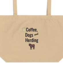 Load image into Gallery viewer, Coffee, Dogs, and Cattle Herding X-Large Tote/ Shopping Bags