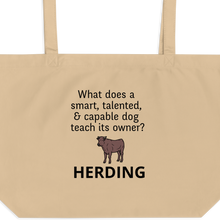 Load image into Gallery viewer, Dog Teaches It's Owner Cattle Herding X-Large Tote/ Shopping Bags