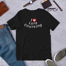 Load image into Gallery viewer, I Heart w/ Paw Lure Coursing Dark T-Shirts