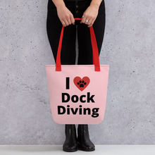 Load image into Gallery viewer, I Heart w/ Paw Dock Diving Tote Bag-Lt. Pink