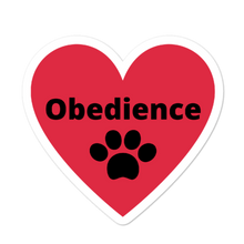 Load image into Gallery viewer, Obedience w/ Paw in Heart Stickers-4x4 or 5.5x5.5