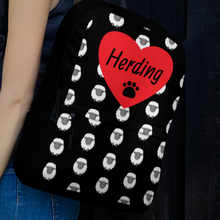Load image into Gallery viewer, Allover Sheep w/ Herding & Paw in Heart Backpack-Black