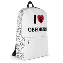Load image into Gallery viewer, I Heart w/ Paw Obedience Backpack & Bones Sides-White