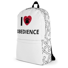 Load image into Gallery viewer, I Heart w/ Paw Obedience Backpack & Bones Sides-White