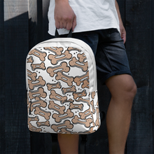 Load image into Gallery viewer, Allover Brown Bones Dog Backpack-White