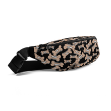 Load image into Gallery viewer, Allover Brown Bones Dog Fanny Pack-Black
