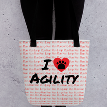 Load image into Gallery viewer, Allover Run Jump Background w/ I Heart w/ Paw Agility Tote Bag-Lt. Grey