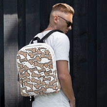 Load image into Gallery viewer, Allover Brown Bones Dog Backpack-White