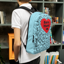 Load image into Gallery viewer, Allover Rats Head w/ Barn Hunt & Rat in Heart Backpack-Blue