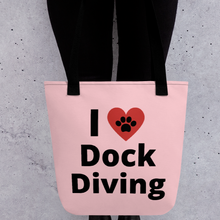 Load image into Gallery viewer, I Heart w/ Paw Dock Diving Tote Bag-Lt. Pink