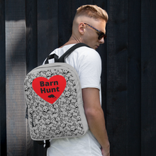 Load image into Gallery viewer, Allover Rats Heads w/ Barn Hunt & Rat in Heart Backpack-Grey
