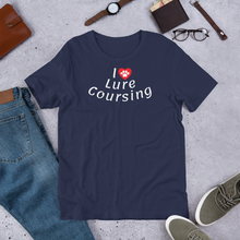 Load image into Gallery viewer, I Heart w/ Paw Lure Coursing Dark T-Shirts