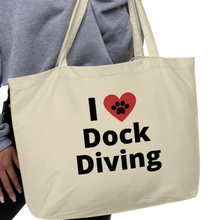 Load image into Gallery viewer, I Heart w/ Paw Dock Diving X-Large Tote/Shopping Bag-Oyster