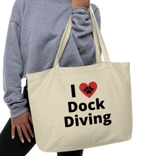 Load image into Gallery viewer, I Heart w/ Paw Dock Diving X-Large Tote/Shopping Bag-Oyster