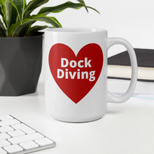 Load image into Gallery viewer, Dock Diving in Heart Mug