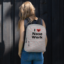Load image into Gallery viewer, Allover Alert & I Heart Nose Work/ Scent Work Backpack-Grey