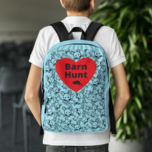 Load image into Gallery viewer, Allover Rats Head w/ Barn Hunt & Rat in Heart Backpack-Blue