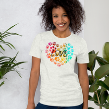 Load image into Gallery viewer, Love in Dog Paw Prints Heart T-Shirt - Light