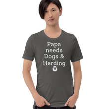 Load image into Gallery viewer, Papa Needs Dogs & Herding with Sheep T-Shirts - Dark
