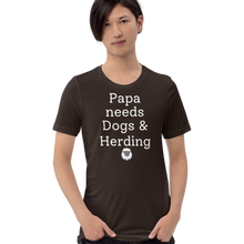 Load image into Gallery viewer, Papa Needs Dogs & Herding with Sheep T-Shirts - Dark