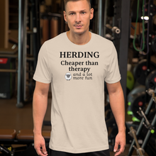 Load image into Gallery viewer, Sheep Herding Cheaper than Therapy T-Shirts - Light